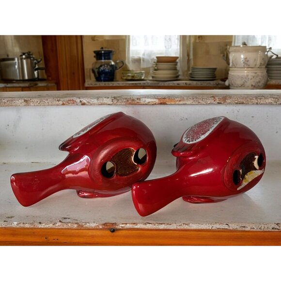 Red Cardinal Bird Ceramic Figurines With Mosaic Design - Picture 11 of 11